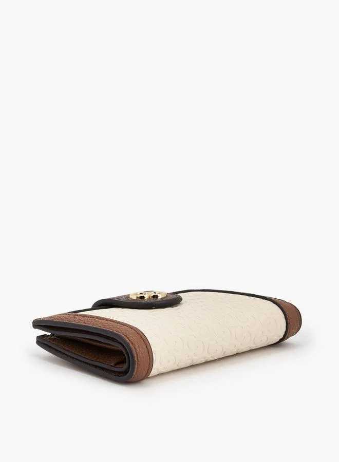 سيليست Monogram Embossed Wallet with Snap Button Closure